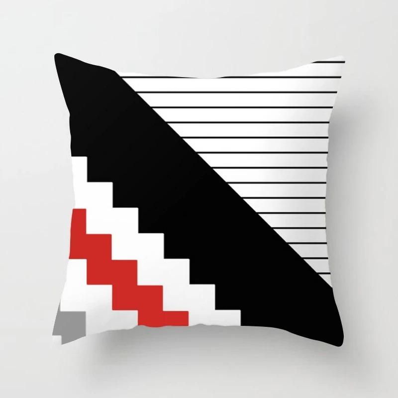 Black and Red Geometric Decorative Pillowcases Living Room Office Home Pillowcases Car Ornaments