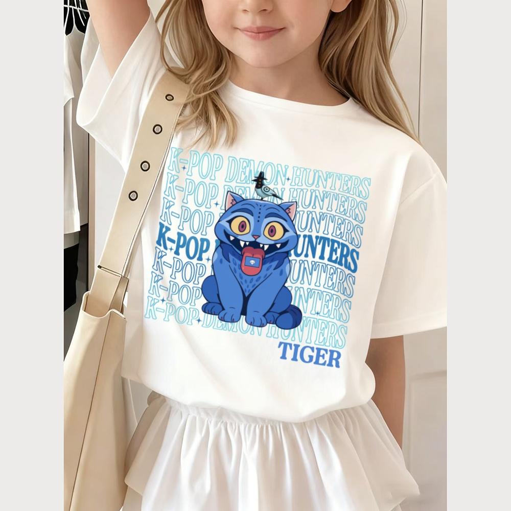 Demon Hunters Children's T Shirt Short Sleeve Kids T-shirt Cute Kpop Demon Hunters Harajuku T-shirt for Girl