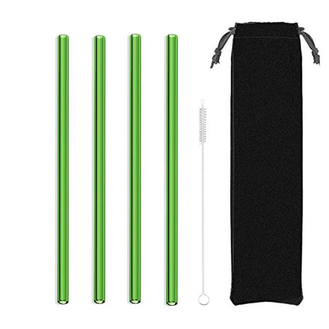 4Pcs Glass Straws Reusable Drinking Glass Tube Eco-friendly With Cleaning Brush Events Party Favors Supply