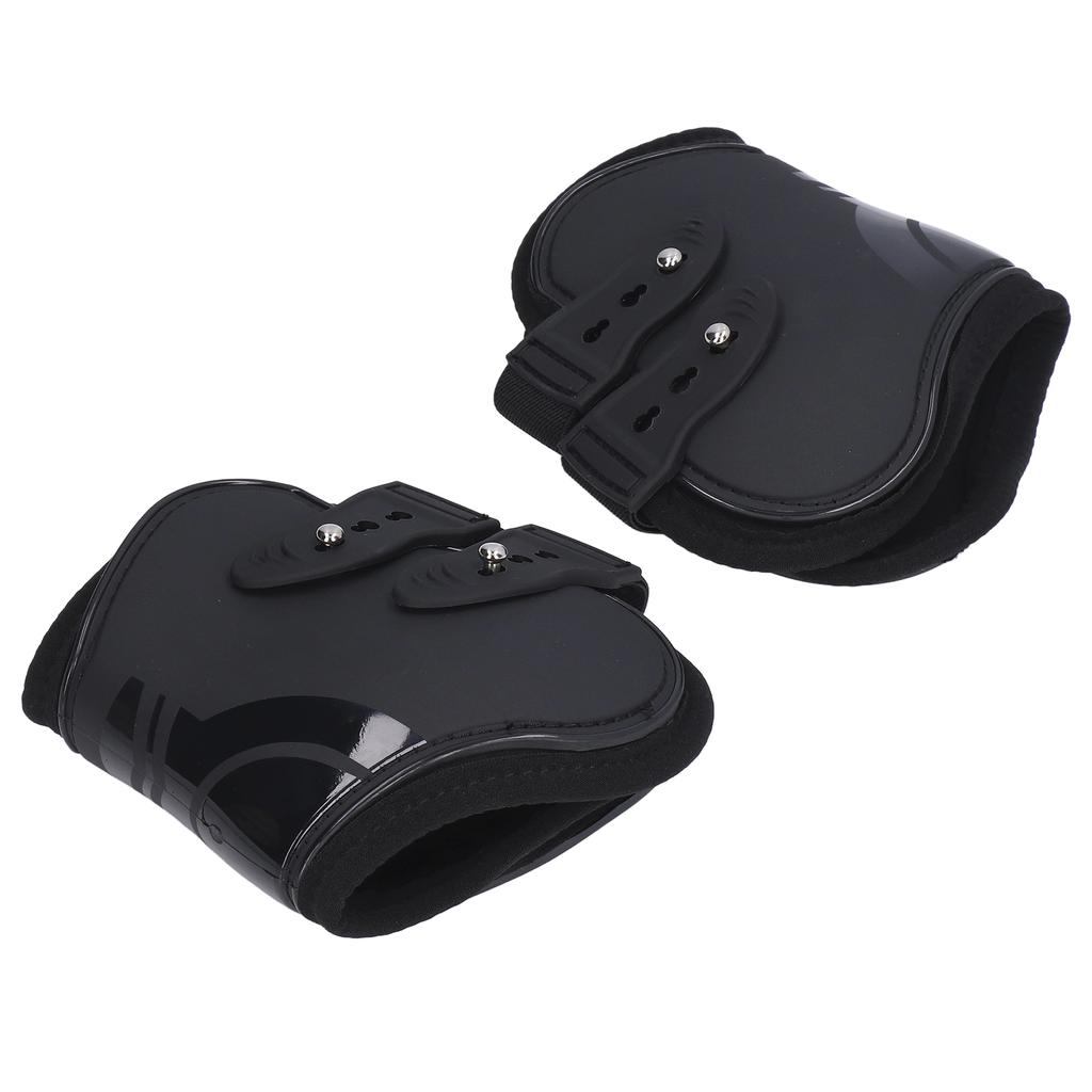 2Pcs Horse Tendon Boots Set Sturdy Adjustable PU Shell Tendon Guard Boots for HorsesBlack Hind Legs