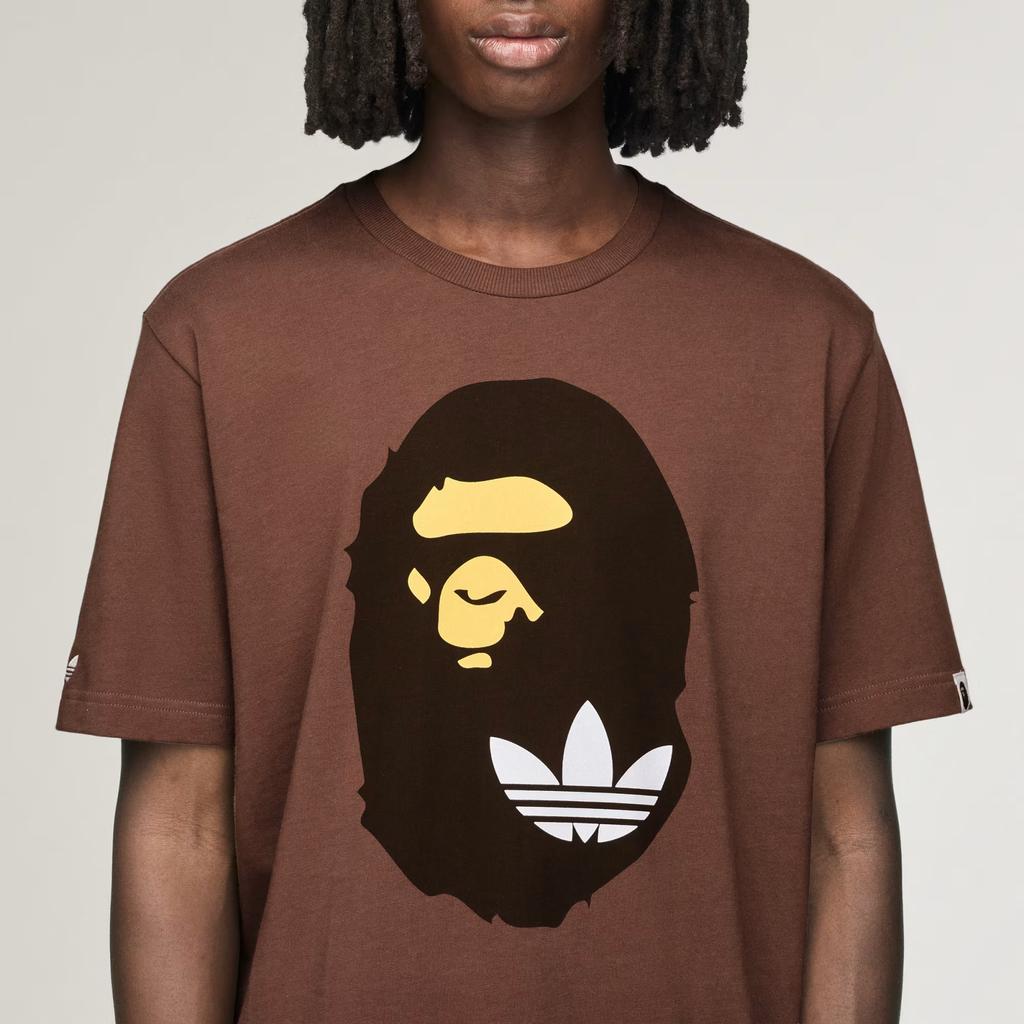 Adidas X BAPE SSL Tricou Straturi Pământ Topuri Unisex Maro KF4915