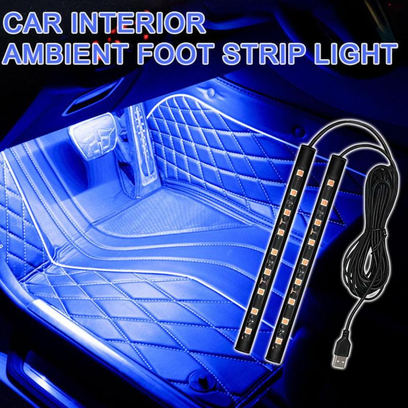 Luce Neon per Auto Luce per Piedi LED Decorazione Interna Retroilluminazione Accendisigari Lampada Atmosfera USB Accessori Veicolo