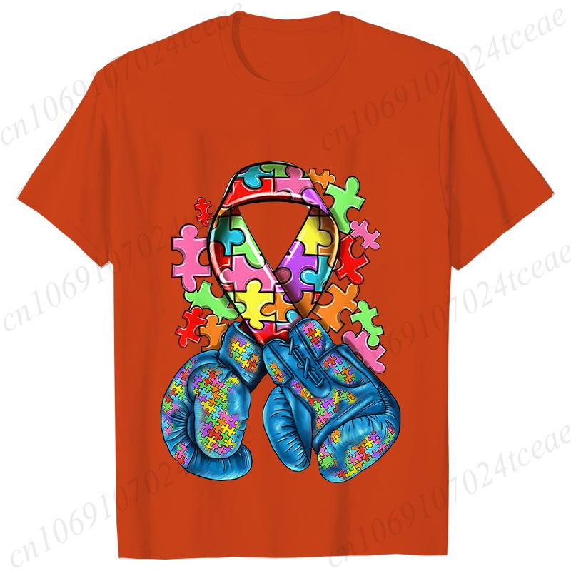 Autism Awareness with Boxing Gloves Shirts for Women Clothing Be Kind Puzzle Neurodiversity Tees Autistic Pride Female Clothing