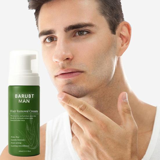 60ML Men Hair Removal Cream Natural Aloe Vera Quick Gentle Fast Acting Moisturizing Full Body Arm Leg Underarms Facial Hair Remover Depilatory Cream