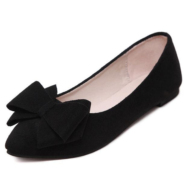 Spring New Single Shoes Women's Shoes Pointed Shallow Mouth Flat Heel Flat Bottom Bow