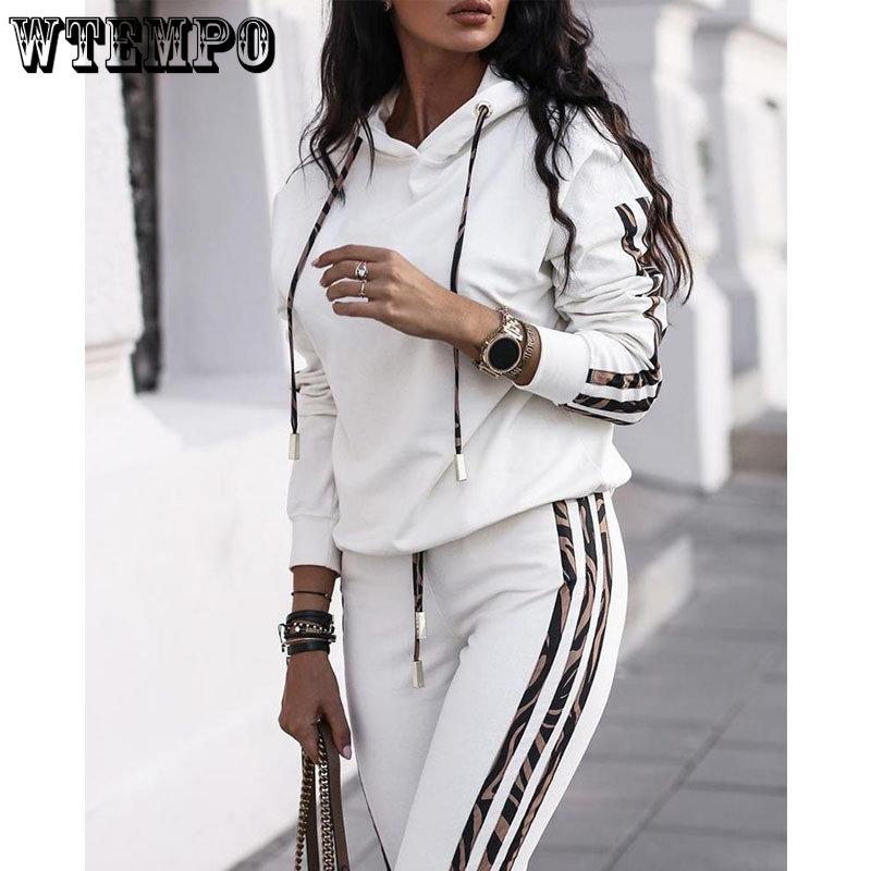 Autumn Winter Hoodies Jogger Pants Two Piece Set Women Warm Thick Fleece Cotton Suit Female Solid Print Casual Tracksuit