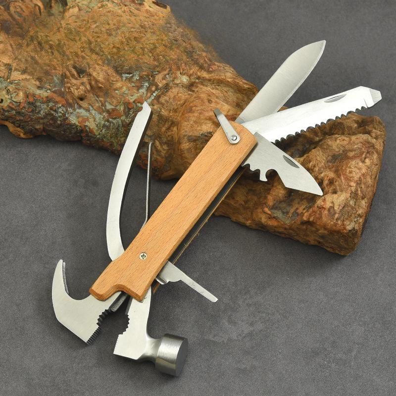 Versatile Stainless Steel Folding Hammer with Pliers - Portable, Multi-Function Tool for Outdoor Camping & Car  Window Breaker