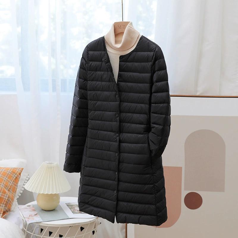 

Женские зимние пальто Осень-Зима О-образный вырез Женские тонкие куртки из утиного пуха Портативные Ветрозащитные Пуховики Парки M чёрный