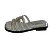 Casual Flat Sandals Silver Word New Small Beach Shoes French 2025 Outer Wear Hollow Summer Cool Slippers Women