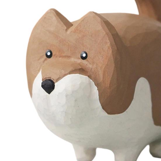 Kleine Holz-Hundefigur, Handgeschnitzte Welpenfigur, Rustikale Sammler-Tierstatue für Heim-Schreibtischdekoration, Geschenke für Hundeliebhaber