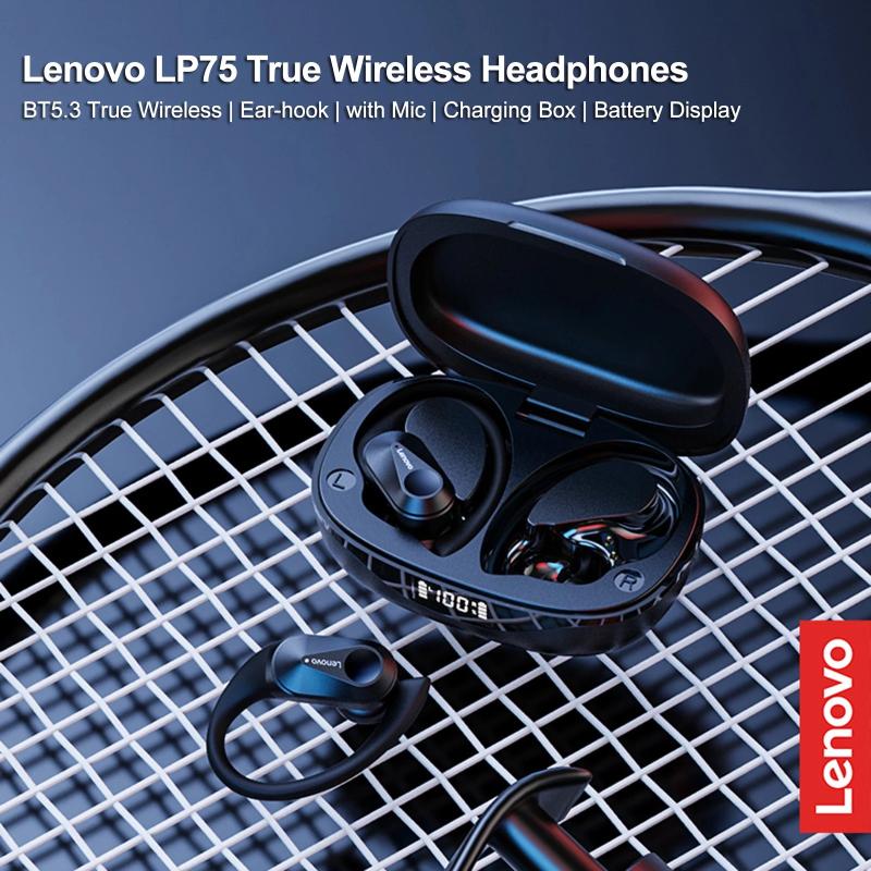 Lenovo LP75 TWS Sports Earphones Bluetooth 5.3 Wireless Headphones Waterproof HiFi Stereo Noise Reduction Earbuds with Mics