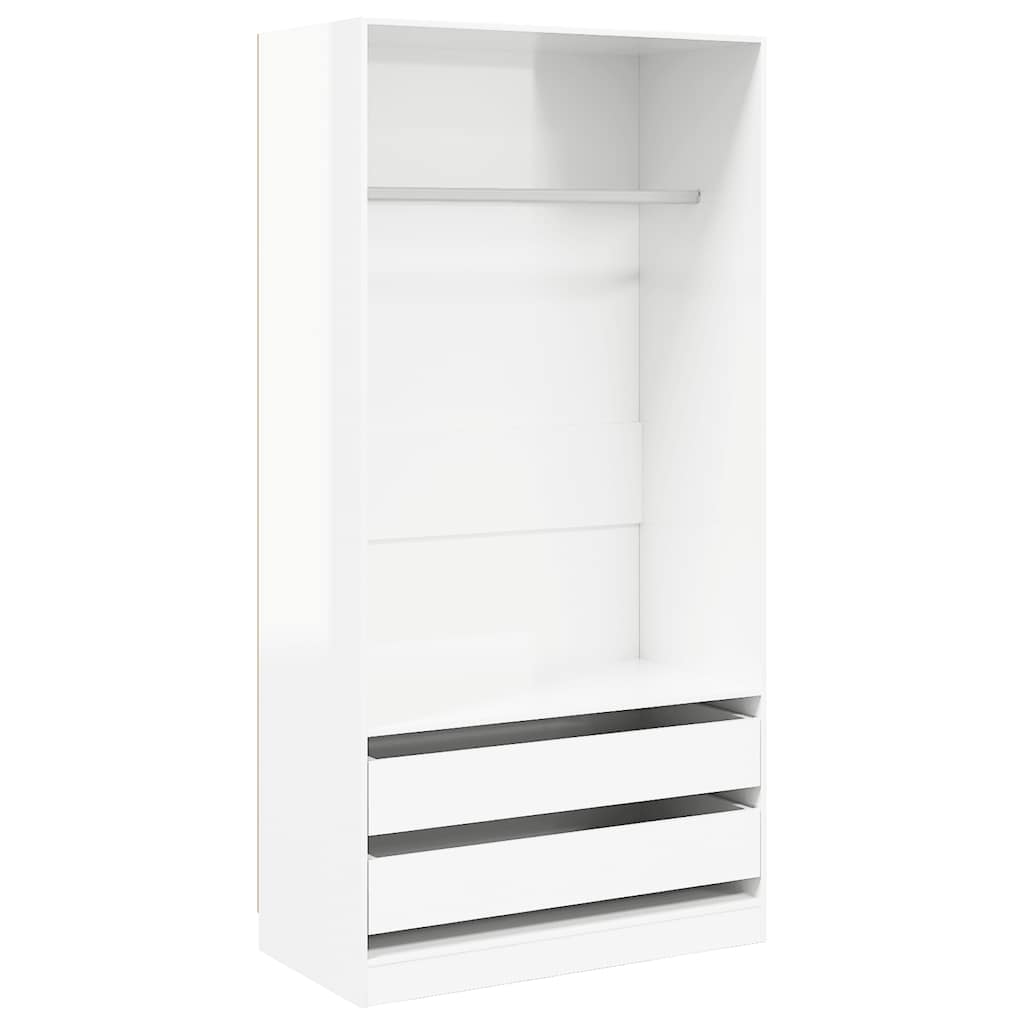Kleiderschrank Hochglanz Weiß 100 x 50 x 200 cm Holzwerkstoff