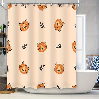 Animal Print Shower Curtain with Tiger Faces Modern Home Decor for Bathroom