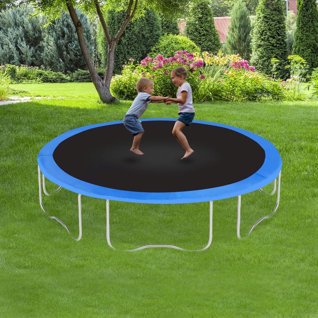 15FT Blue PVC Trampoline Safety Pad, Round Replacement Edge Cover for Springs Protection, Durable 4.5 Meter Outdoor Jump Mat