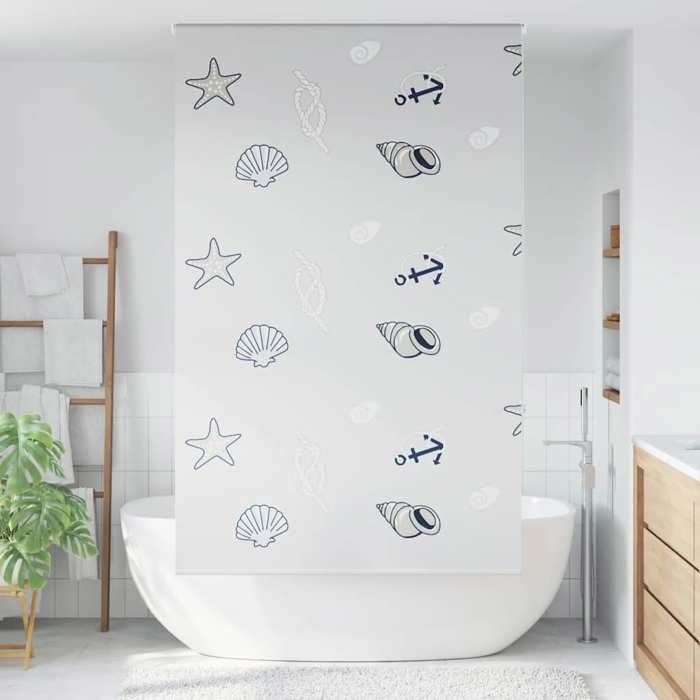 VidaXL Roller Blind Shower Curtain 130x240 Cm Fabric Width 126 Cm, Shower Blind, Roller Shower Curtain, 4014894