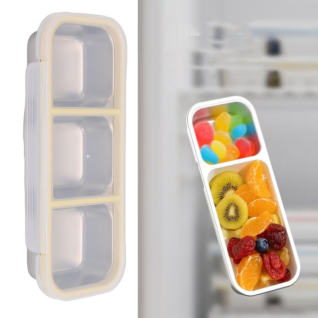 Snack Container   Proof Stainless Steel 3 Compartments Easy Cleaning Metal Snack Container