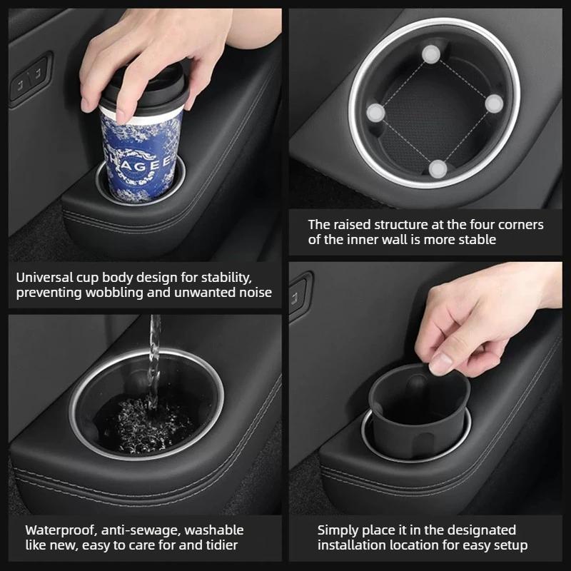 Car Water Cup Pad Box Slot Three Rows Water Cup Set Car Drink Rack Car Interior Modification Accessories Tools For TeslaModel YL