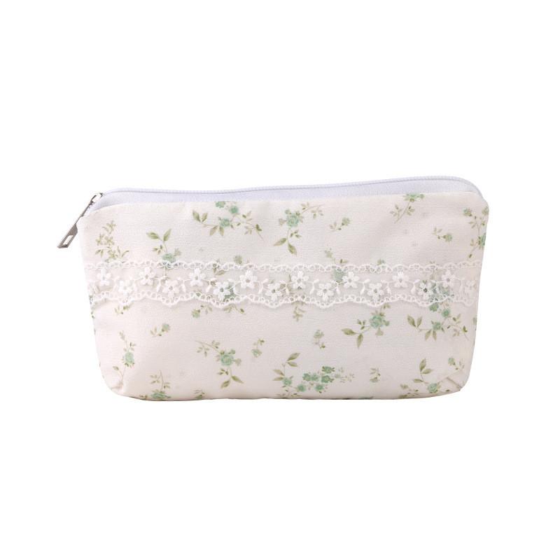 Süßes florales Federmäppchen im koreanischen Stil aus Canvas-Material, tragbar, große Kapazität für Schüler