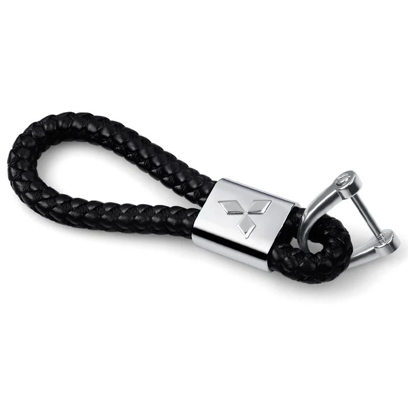 

3D Metal Braided Leather Car Keychain Car Accessories for Mitsubishi Outlander Pajero Lancer EX ASX Ralliart чёрный