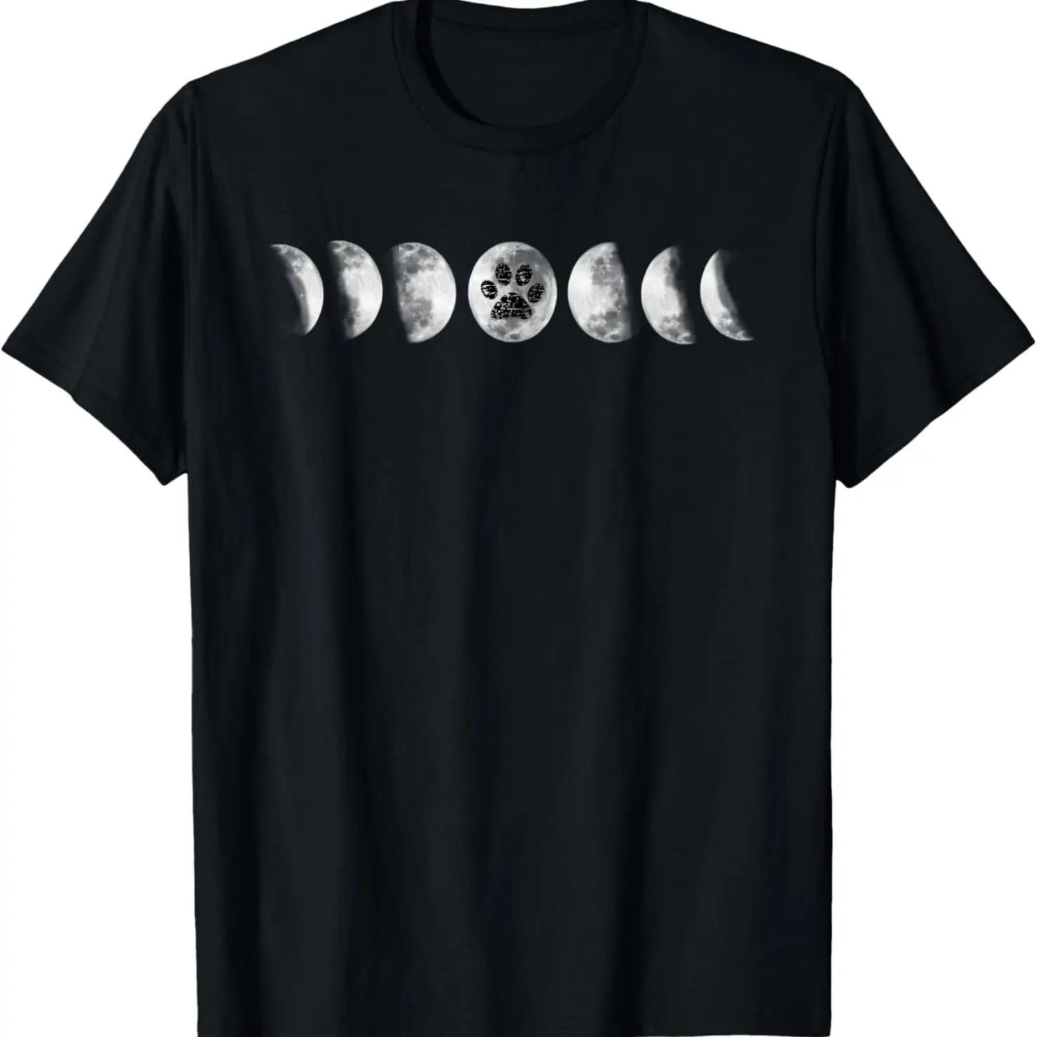 Phases of the Moon- Space Science Dog Pawprint T-Shirt S чёрный