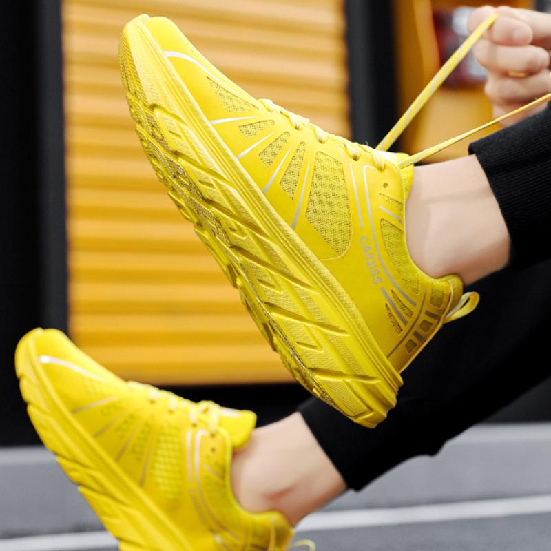 Large Size Four Seasons Couple Running Shoes Heightening Shoes Single Mesh Hollow Flyknit Breathable Casual Versatile Sports Shoes