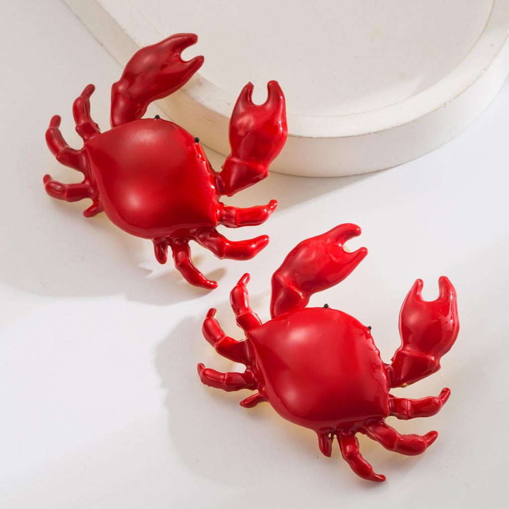 New Multi-layer Irregular Resin Long Exaggerated Earrings Light Luxury High-end Red Crab Silver S925 Needle Earrings