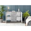 Buffet bas PILVI - 2 portes et 4 tiroirs - Blanc et béton clair - L 122,6 x P 34,2 x H 81,1 cm