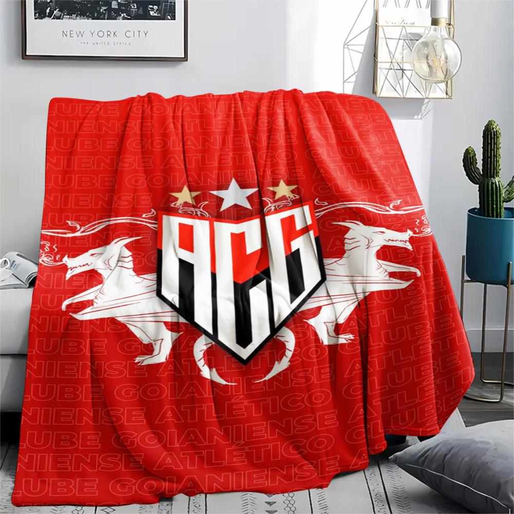 1Pc Atlético Goianiense Print Flannel Blanket High Quality Warm Comfortable Cover for All Seasons Perfect for Gifts Home Decor