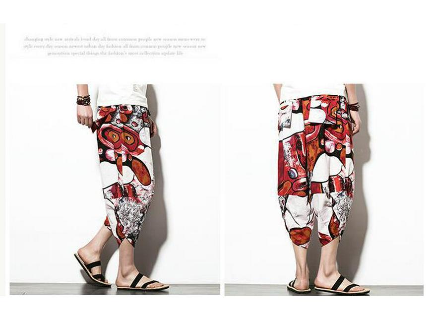 2024 Men's Solid Color Plus Size Casual Linen Harem Pants