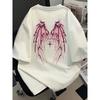 Gothic Angel Wings T-Shirt Women Men Summer Casual Loose Fit Graphic Tee Streetwear Aesthetic Top
