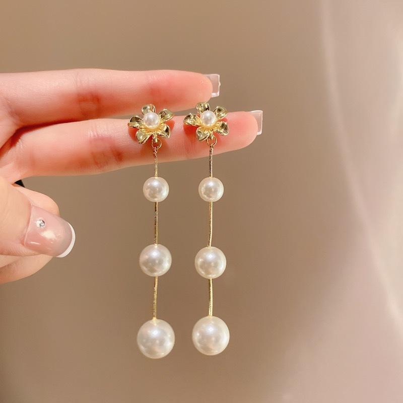 Pearl Long Tassel Personality Light Luxury Temperament High Design Earrings Earrings Women