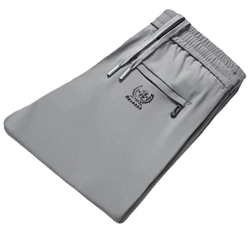 Men's Casual Ice Silk Pants - Loose, Trendy, All-Season, Large Size Straight Trousers