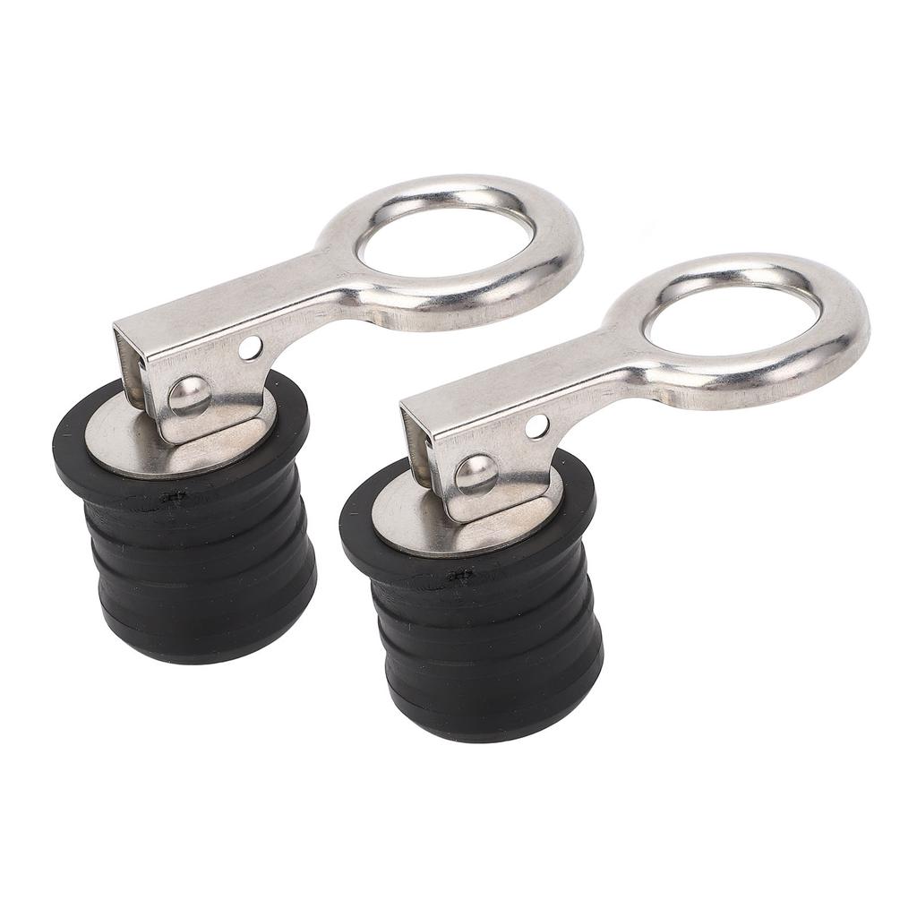 2PCS Boat Plug Snap Handle Stainless Steel Boat Drain   Plug Marine Rubber Plug Accessories for Ships Yachts