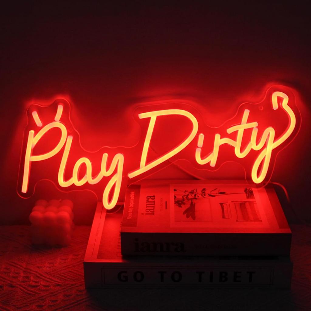 Play Dirty Neon Sign LED Neon Lights Signs for Wall Decor USB Powered for Satan Neon Lights for Bedroom Bar Man Cave Party Decor