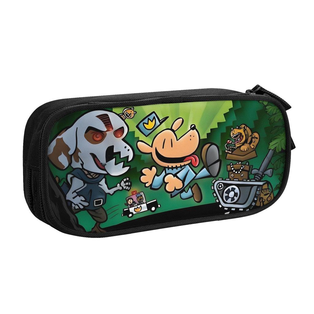 Cartoon Dog Man Manga Kawaii Pencil Case Girls Boys Big Capacity Funny Pencil Bag Pouch Students Stationery