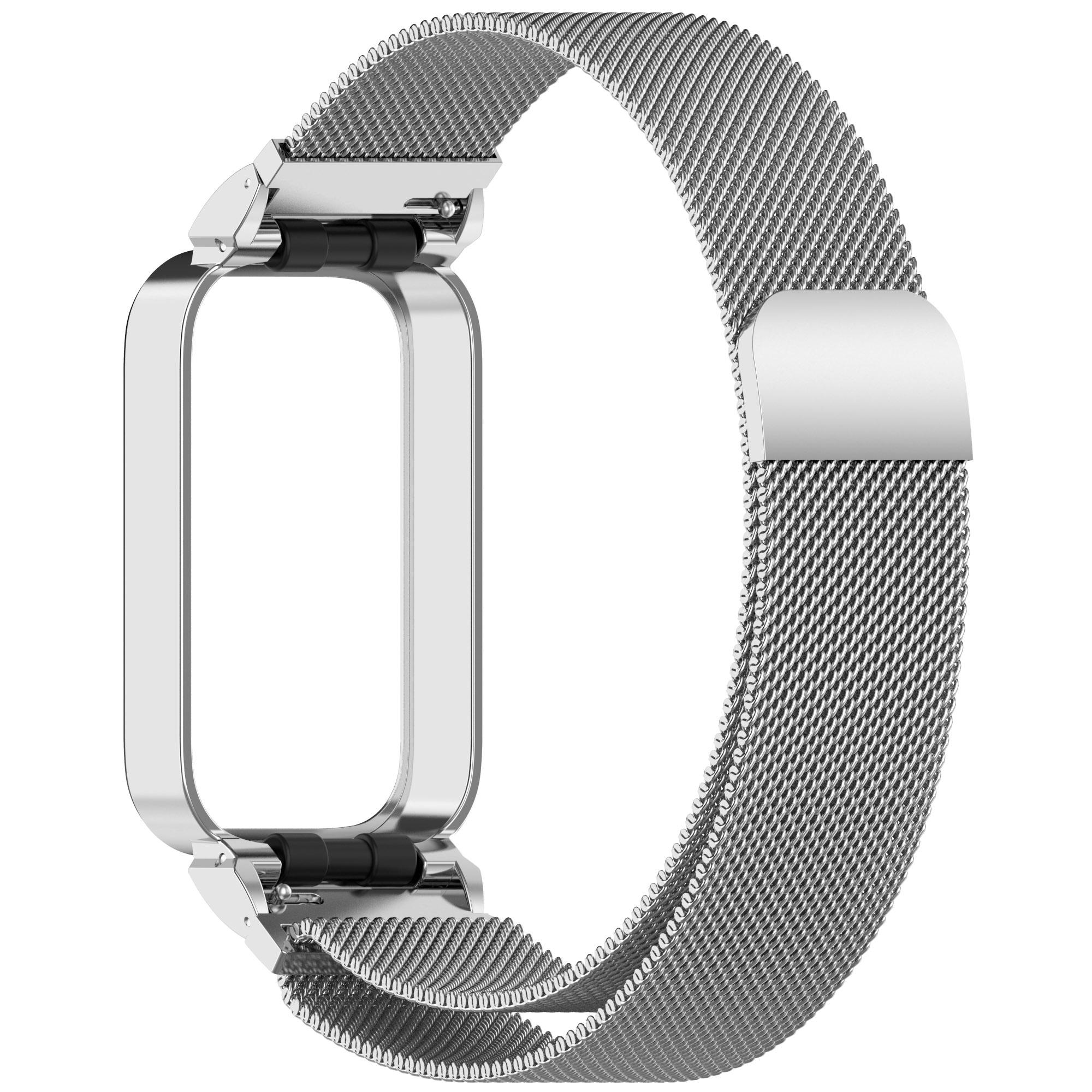 

Metal Case+Milanese Strap for Xiaomi mi band 9 active accessories bracelet correa+Protective Bumper shell Cover for Redmi band 3 For Mi Band 9 active серебряный