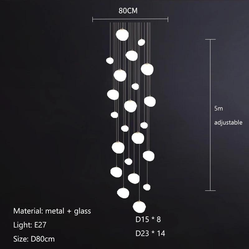 Nordic Minimalist Staircase Chandelier Bubble Glass Light Luxurious Living Room Family Kitchen Restaurant Celing Pendant Lamp