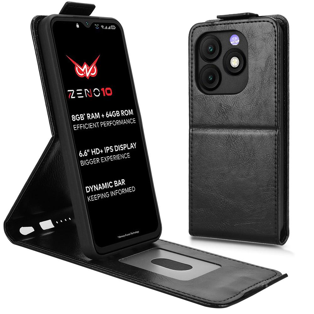 

Для itel Zeno 10 4G Чехол-подставка Магнитная застежка Вертикальный откидной Кожаный чехол для телефона с держателем для карт Black