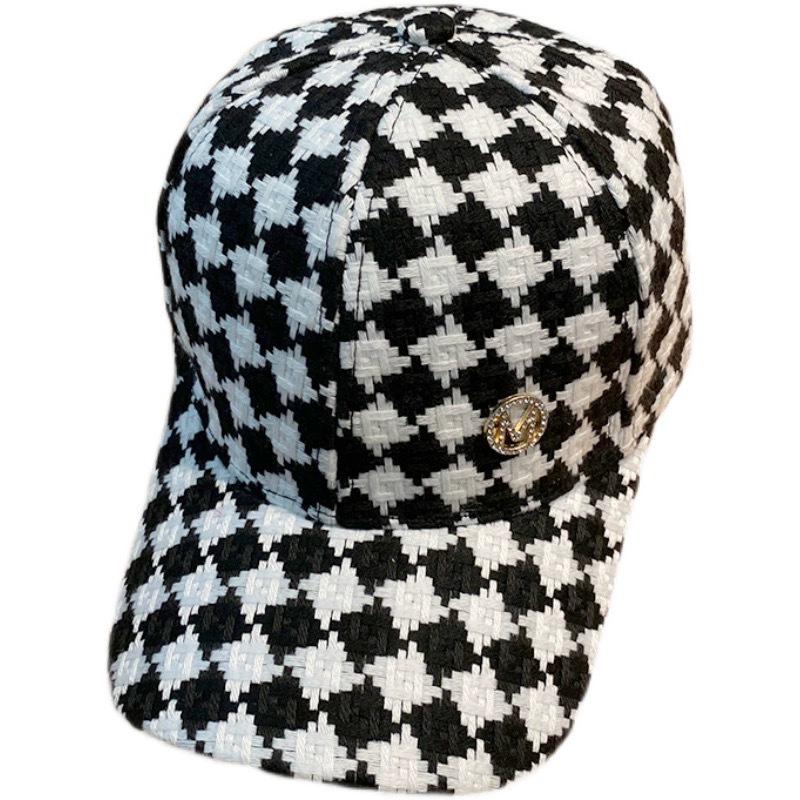 Hat Women's Autumn and Winter Checkered Duck Tongue Hat Ins Korean Edition Versatile Trendy Baseball Hat Warm Sunshade Hat