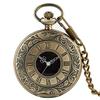 Large Black Decorative Romagna Double Display Pocket Watch Retro Necklace Men'S Alloy Pocket Watch