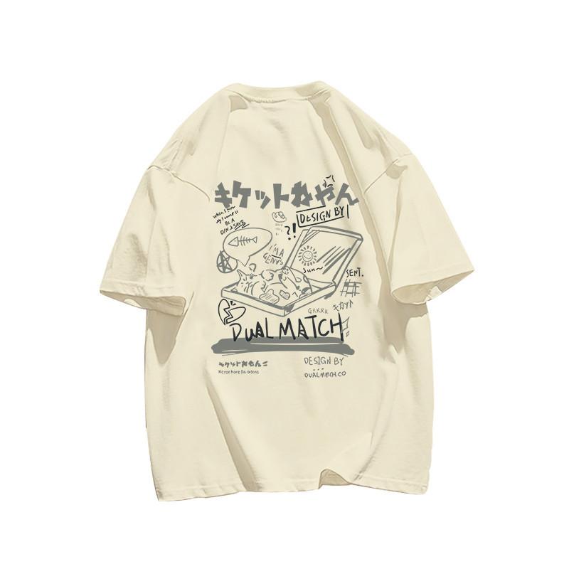 Japanese Unisex Large Mens Womens Soft Short Sleeve Tshirts Summer Retro Couple Versatile Half Sleeve Oversized Shirt Top