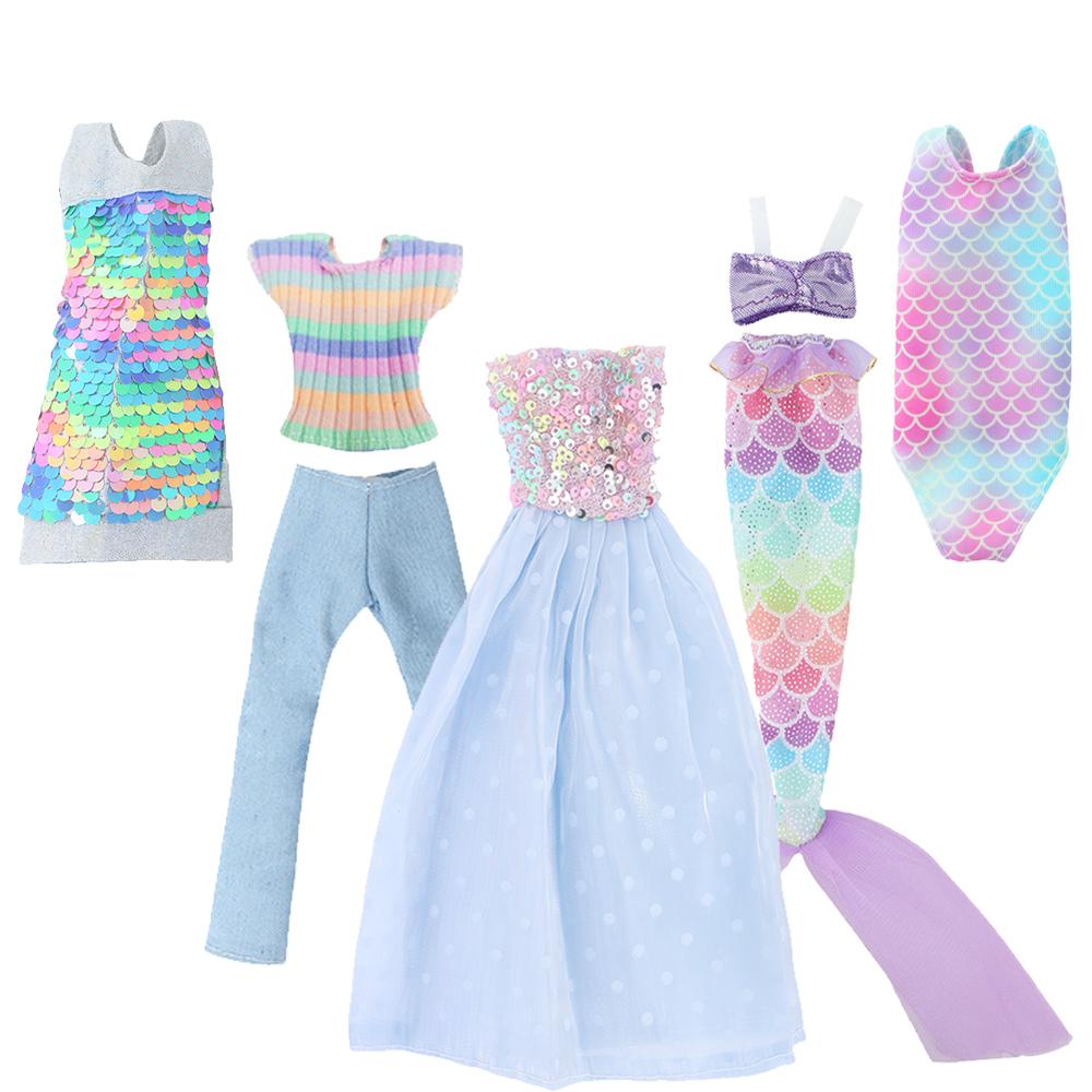 5PCS White Yellow Doll Clothes for 11.5 Inch Girl Doll 30cm Doll Dress Outfit Wedding Gown Kids Toy Accessories