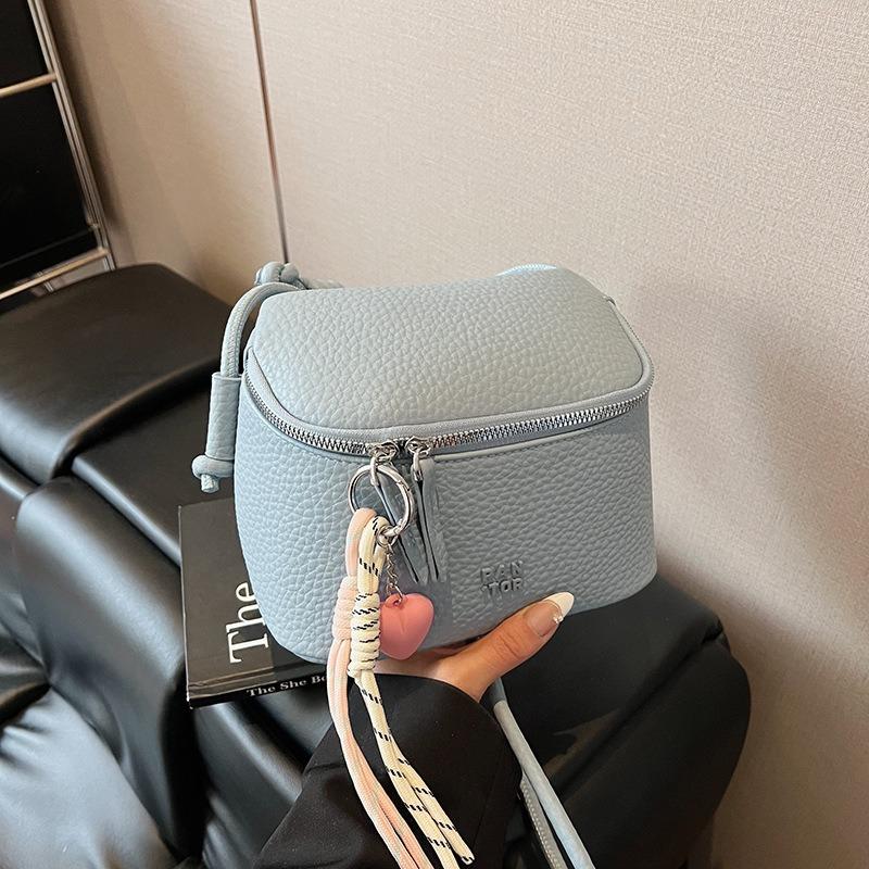 Simple messenger box bag women's summer new high-end niche lychee pattern fashion shoulder bag