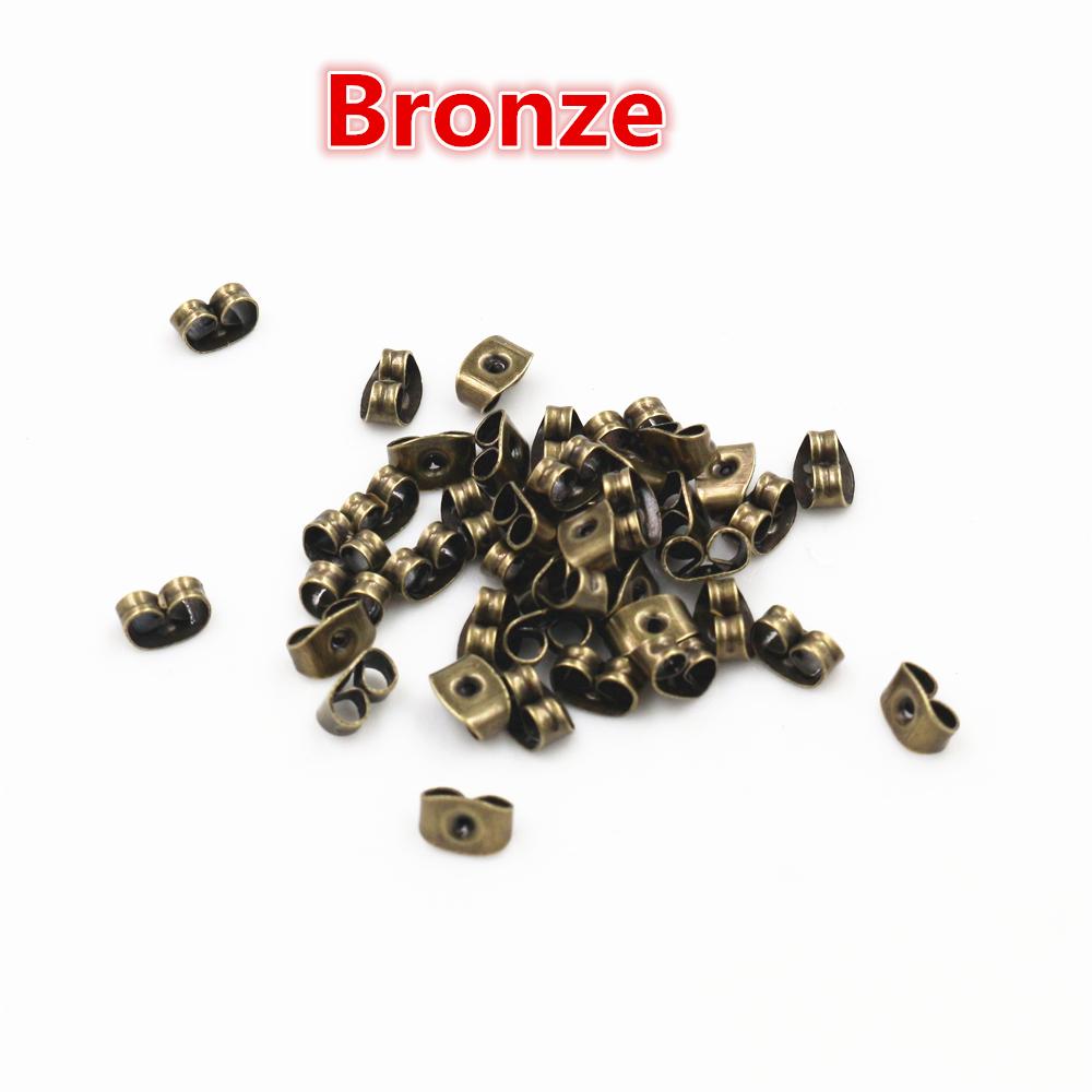 

200pcs/lot Ear Post Studs Backs Stopper Scrolls Ear Post Butterfly For Jewelry Making DIY Blocked Caps Earring Backs Stoppers 3.7mm x 5mm бронзовый