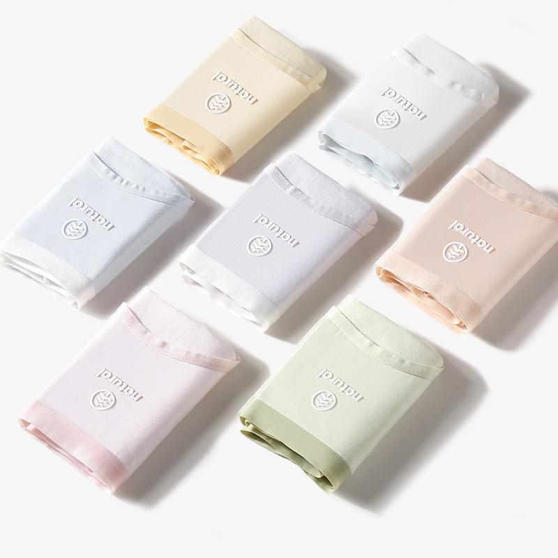 Female Spring and Summer Thin Cotton 7A Antibacterial Breathable Non Trace Middle Waist Triangle Briefs