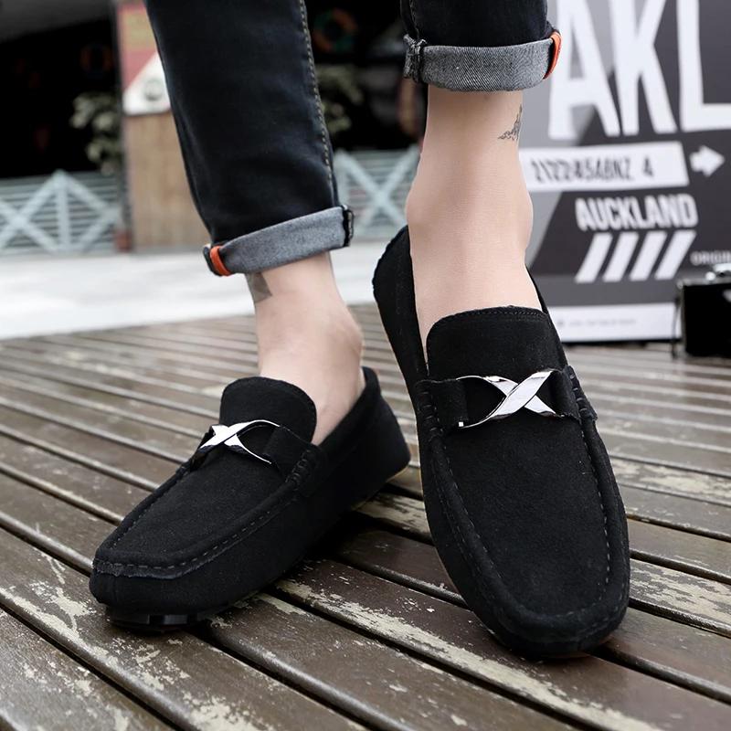 Italian Casual Leather Men Outdoor Breathable Lazy Shoe Casual Business Tooling Shoe Comfy Antiskid Driving Shoe Walking Loafers