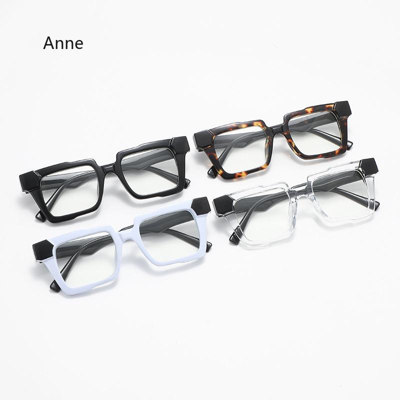 Trendy Color Block Square Myopia Glasses Light Sensitive Photochromic Lenses Anti-Blue Light Prescription Eyeglasses Unisex