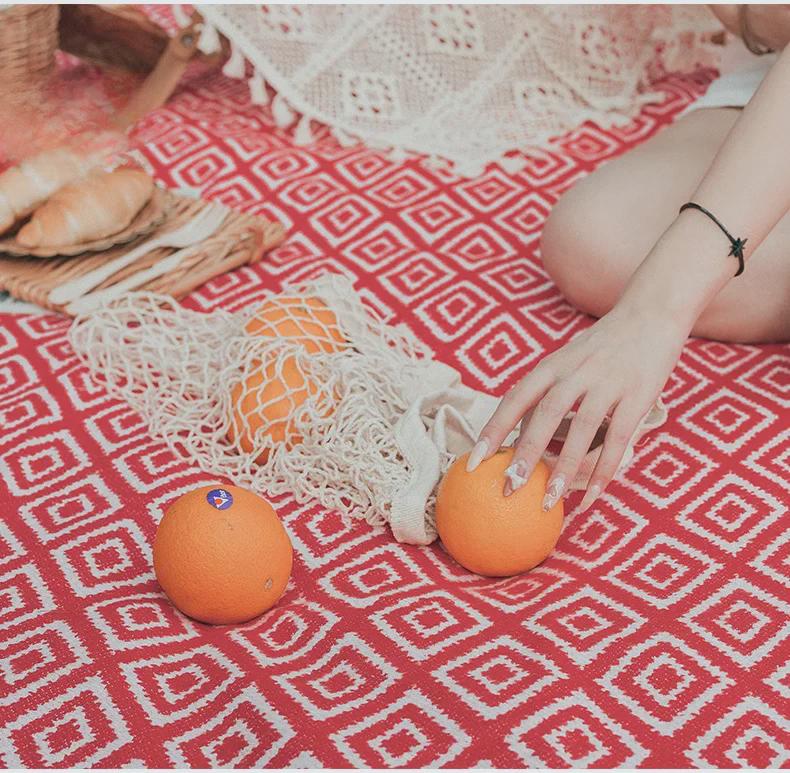 Nordic Style Portable Outdoor Picnic Mat - Pure Cotton, Moisture-Proof, Ideal for Camping and Photography.