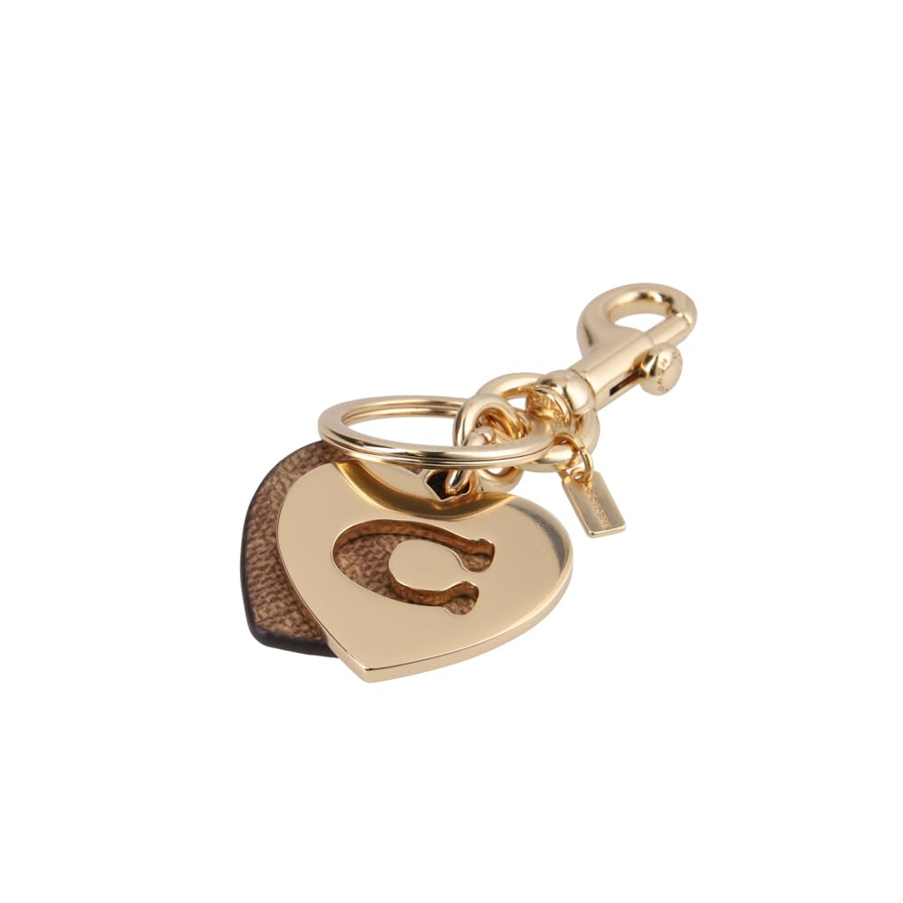 COACH Signature Metal Heart Key Ring CZ931 IMXHE IMTanBrown [Used]