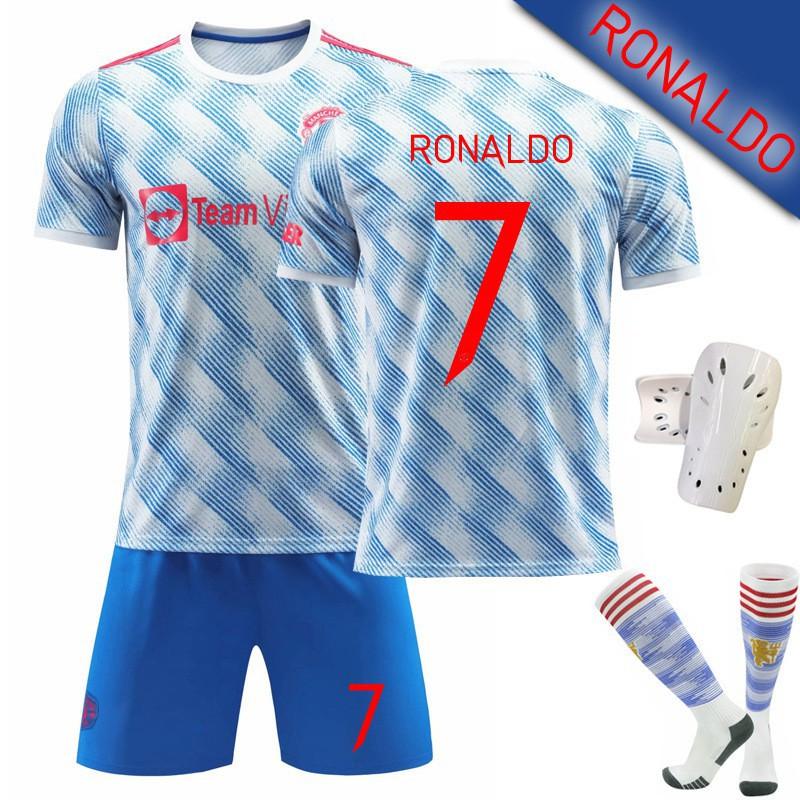 21-22 Red Devils Away No. 7 C Ronaldo Blue Jersey Set Football Uniform 6 Bogba Champions League Version Batch